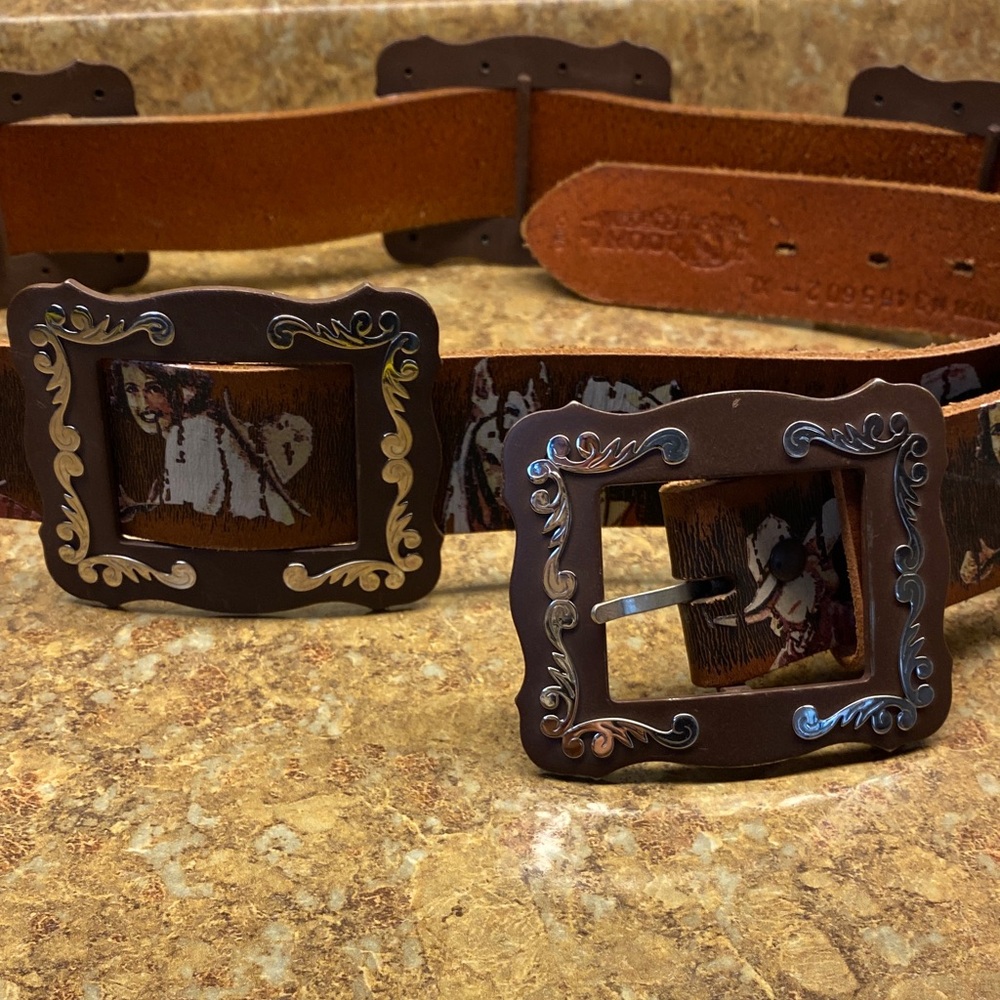Nocona Western Brown Belt with Silver Buckle